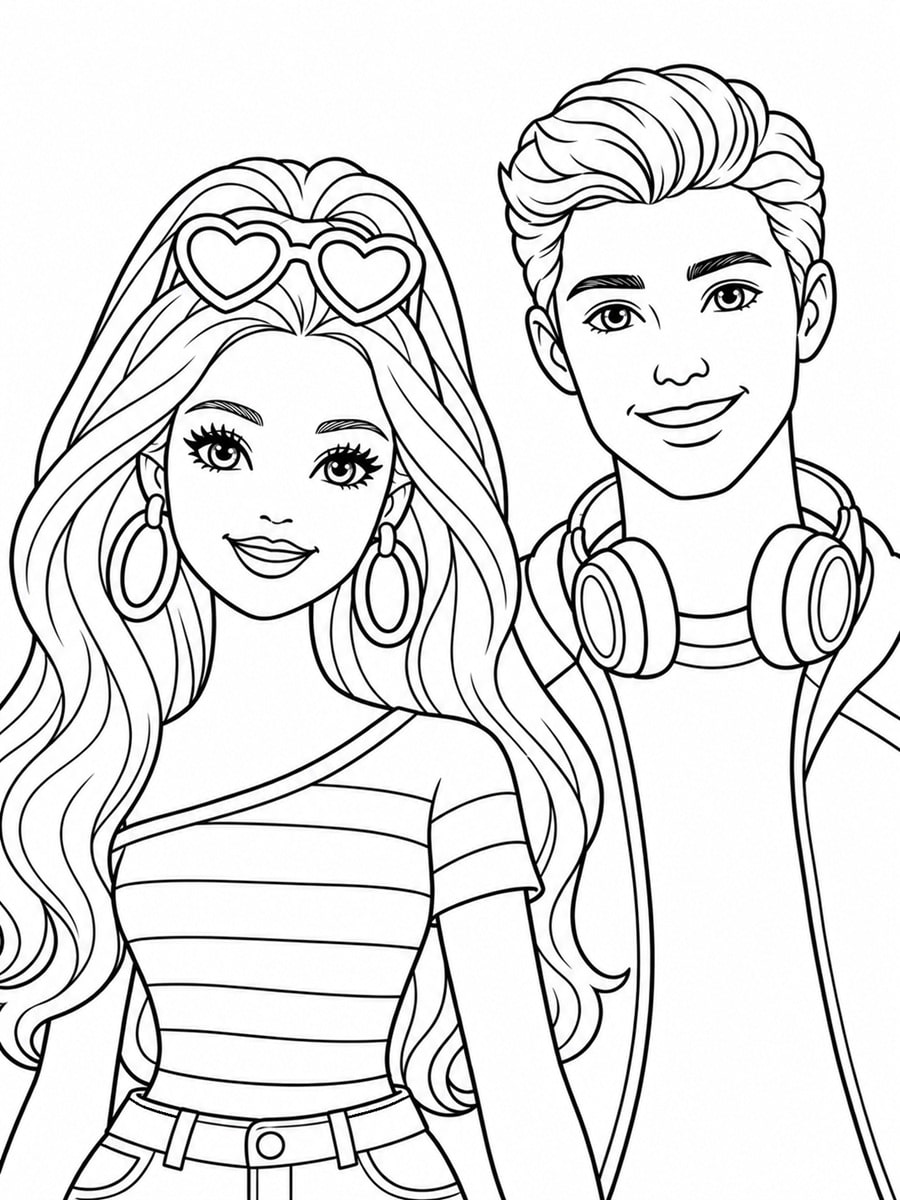 Coloriage Barbie et Ken