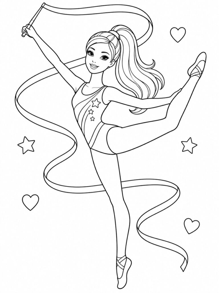 Barbie gymnaste Coloriage Barbie gymnaste