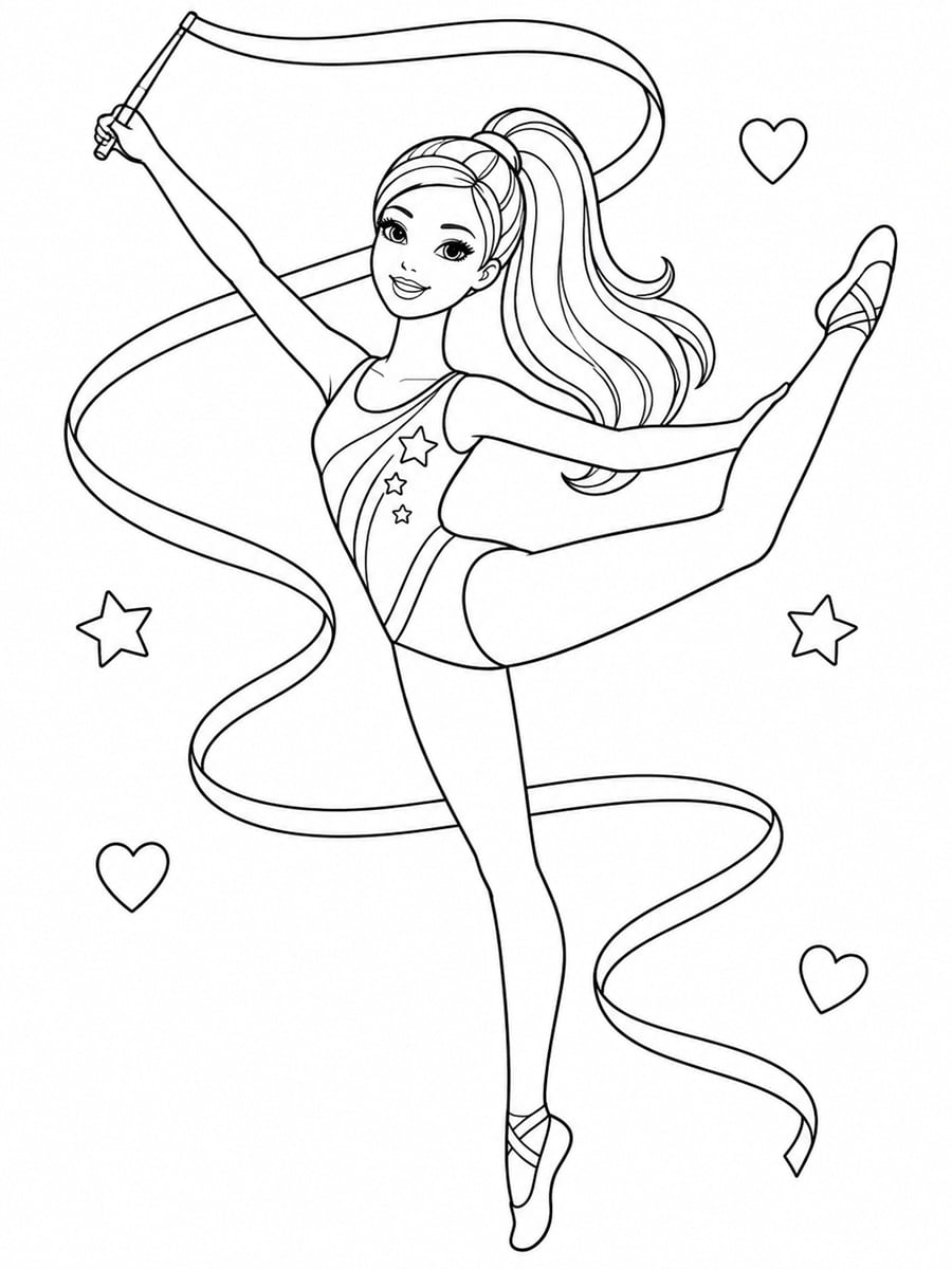 Coloriage Barbie gymnaste