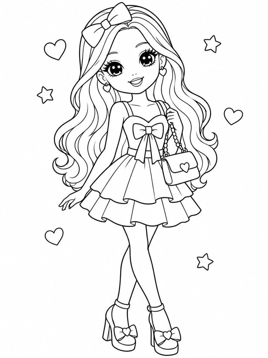 Coloriage Barbie kawaii