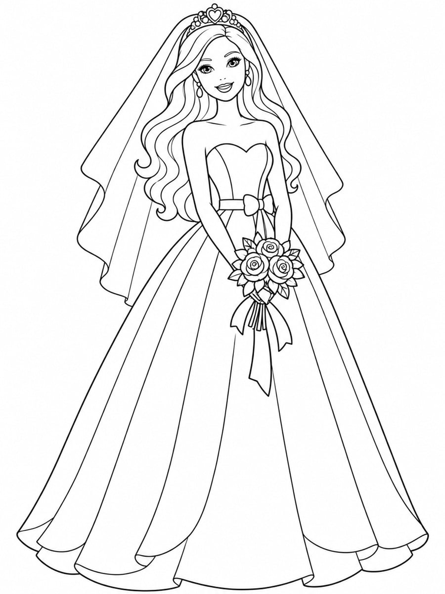 Coloriage Barbie mariée