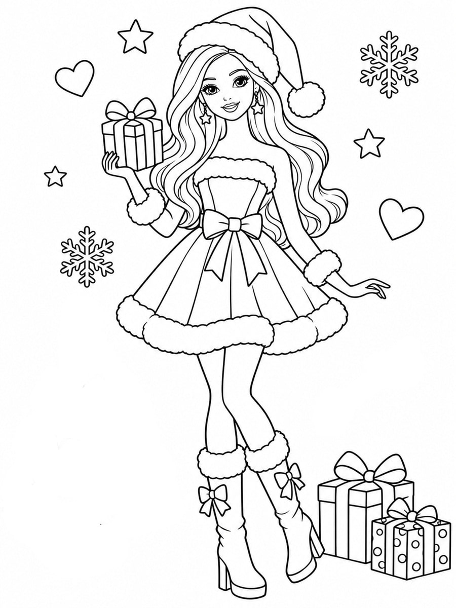 Coloriage Barbie Noël
