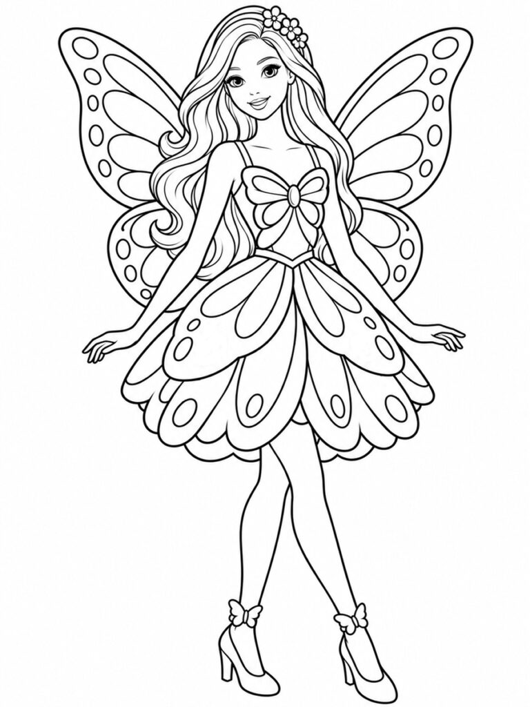 Barbie papillon Coloriage Barbie papillon