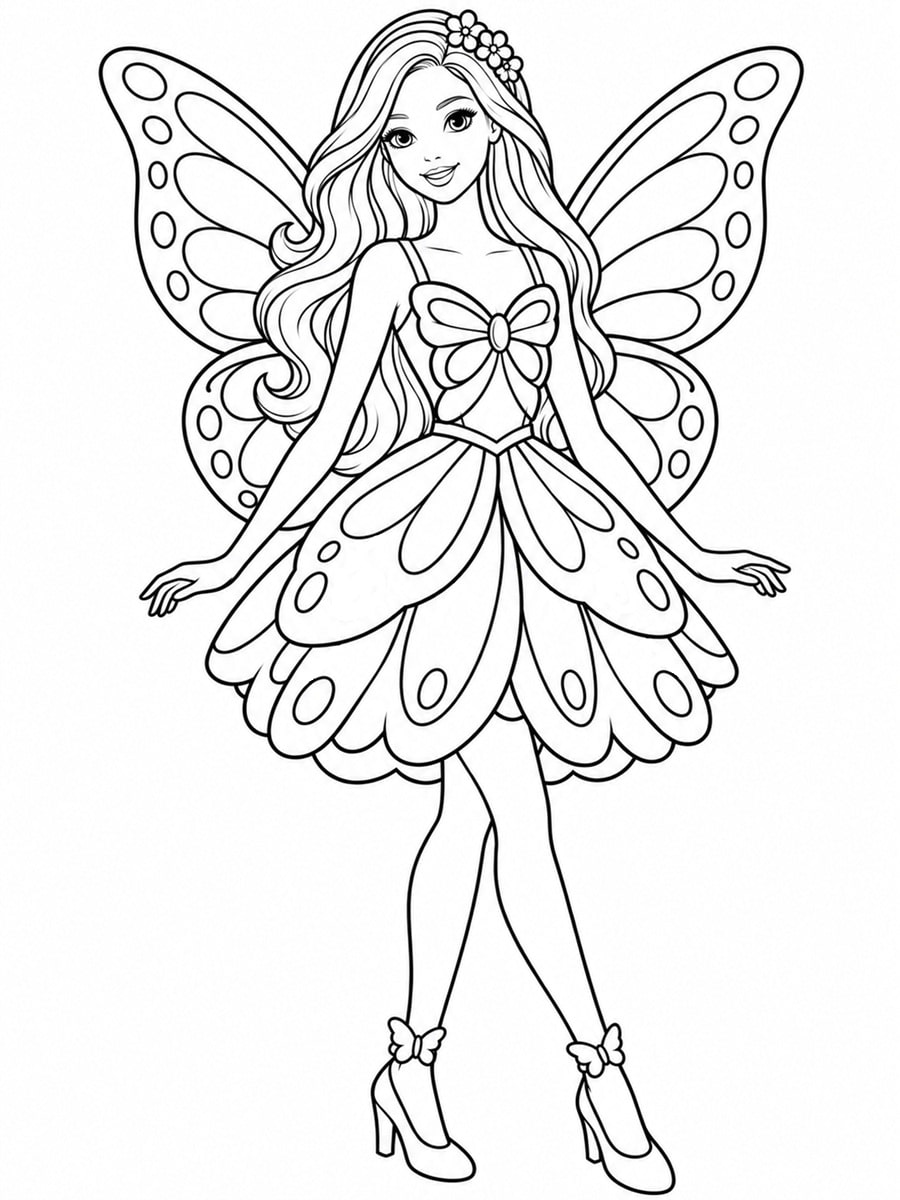 Coloriage Barbie papillon