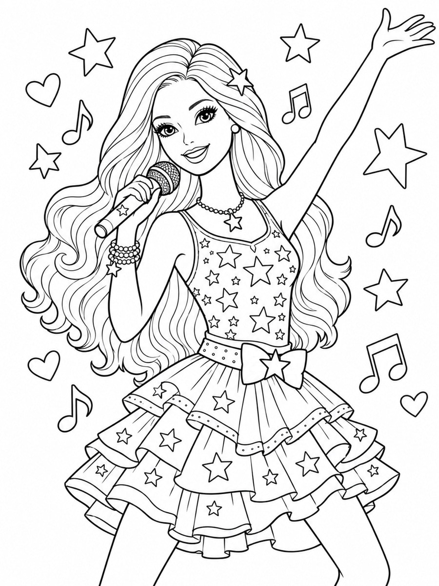 Coloriage Barbie Pop Star