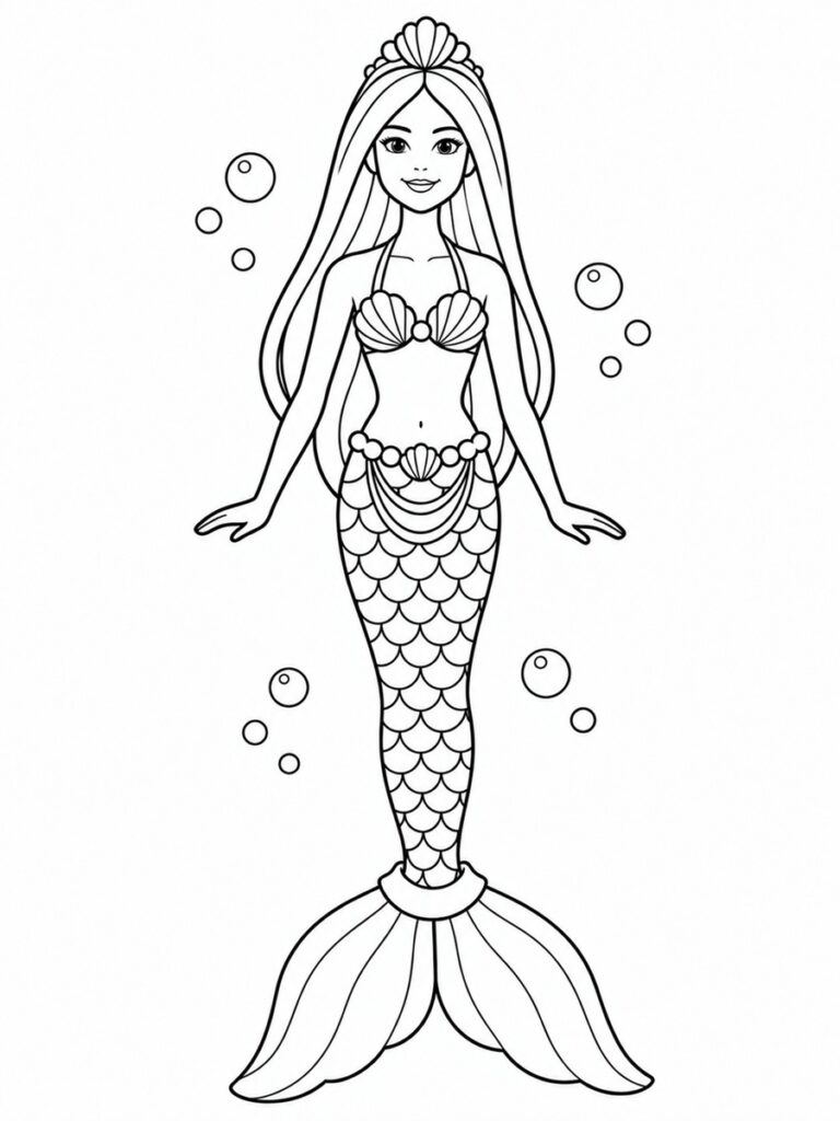 Barbie sirène Coloriage Barbie sirène