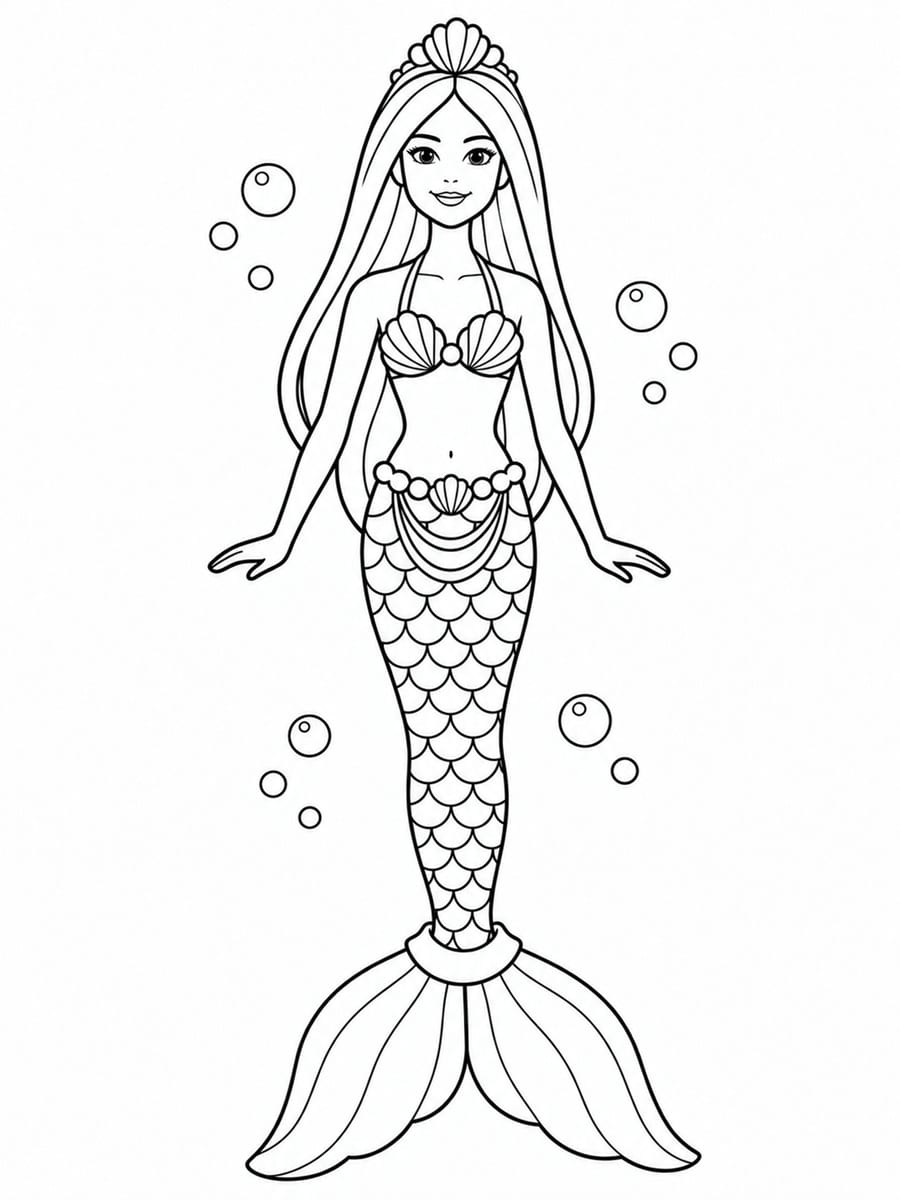Coloriage Barbie sirène