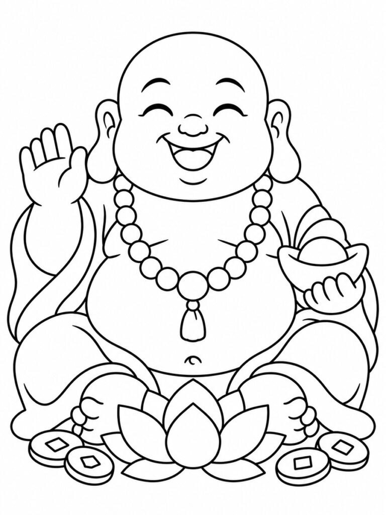 Bouddha de la chance Coloriage Bouddha de la chance