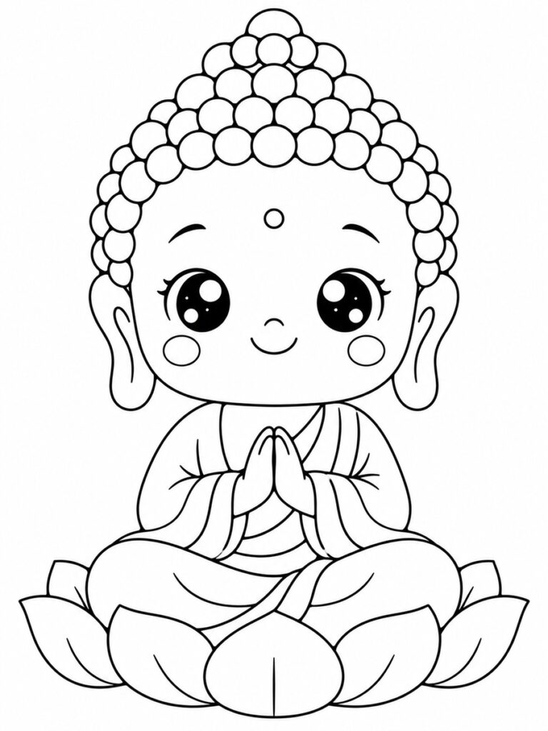 Bouddha kawaii Coloriage Bouddha kawaii