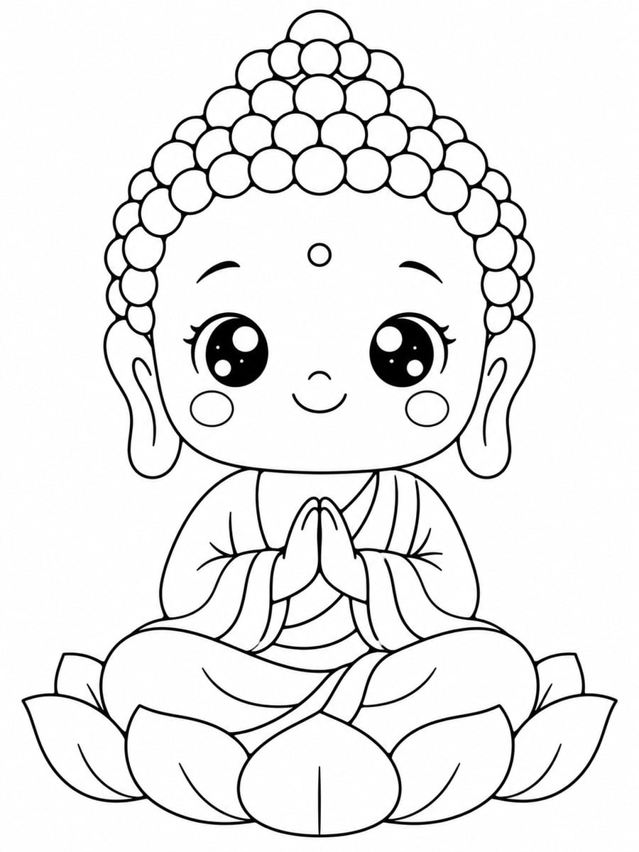 Coloriage Bouddha kawaii