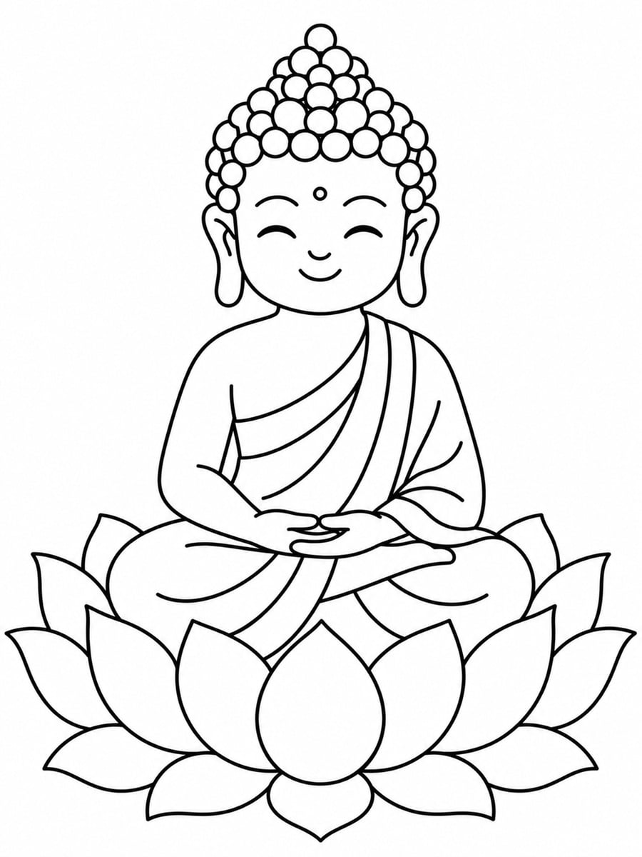 Coloriage Bouddha lotus