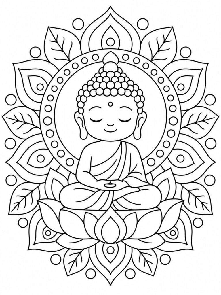 Bouddha mandala Coloriage Bouddha mandala