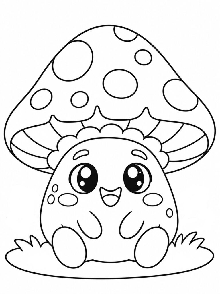 Champignon kawaii Coloriage champignon kawaii