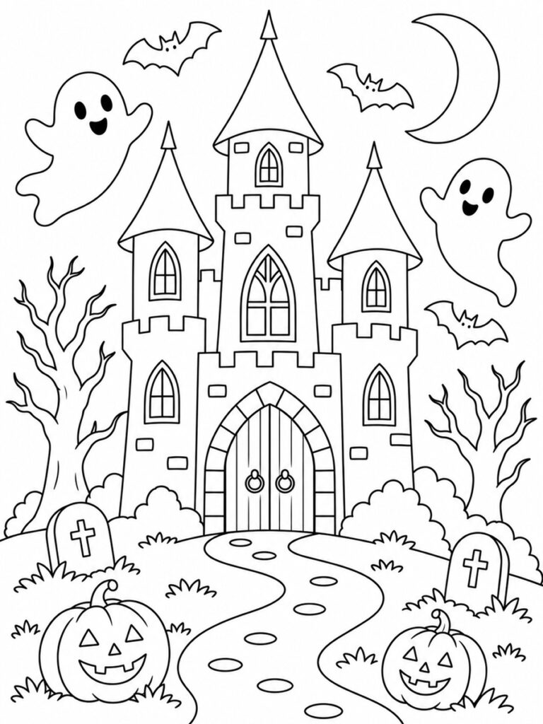 Coloriage chateau hanté