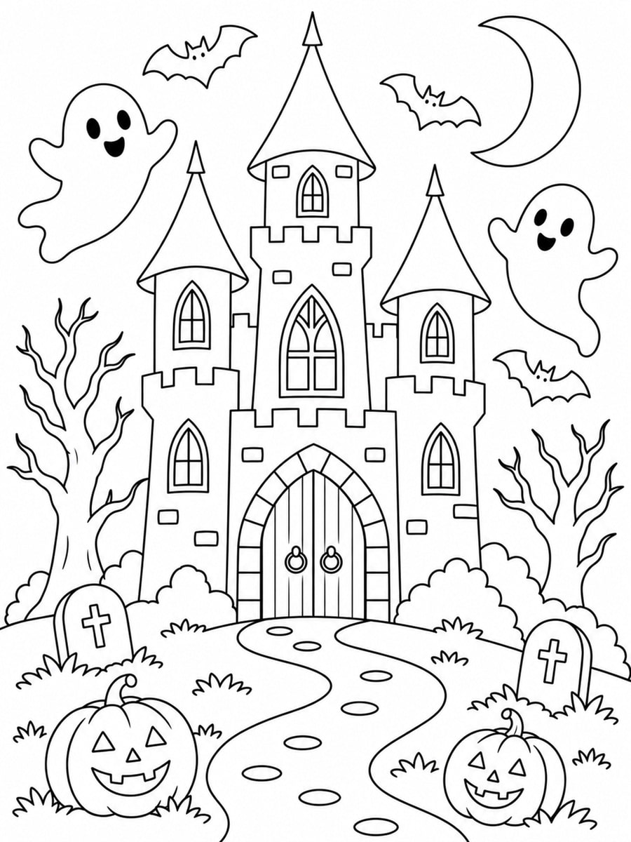 Coloriage chateau hanté