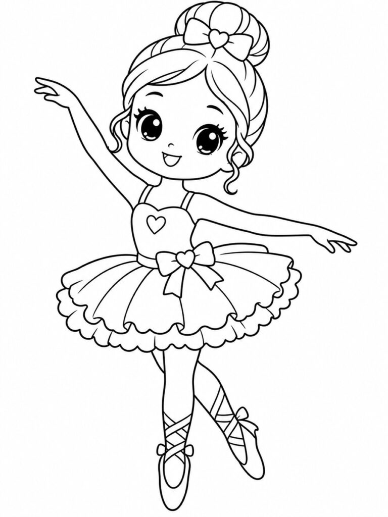 Coloriage danseuse kawaii