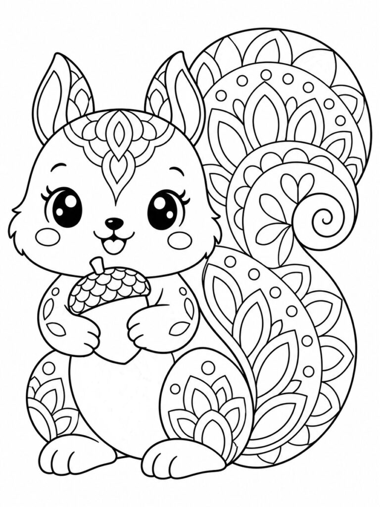 Écureuil mandala kawaii coloriage écureuil mandala kawaii