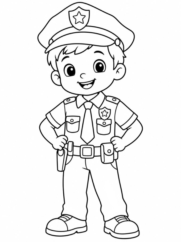 Coloriage enfant policier