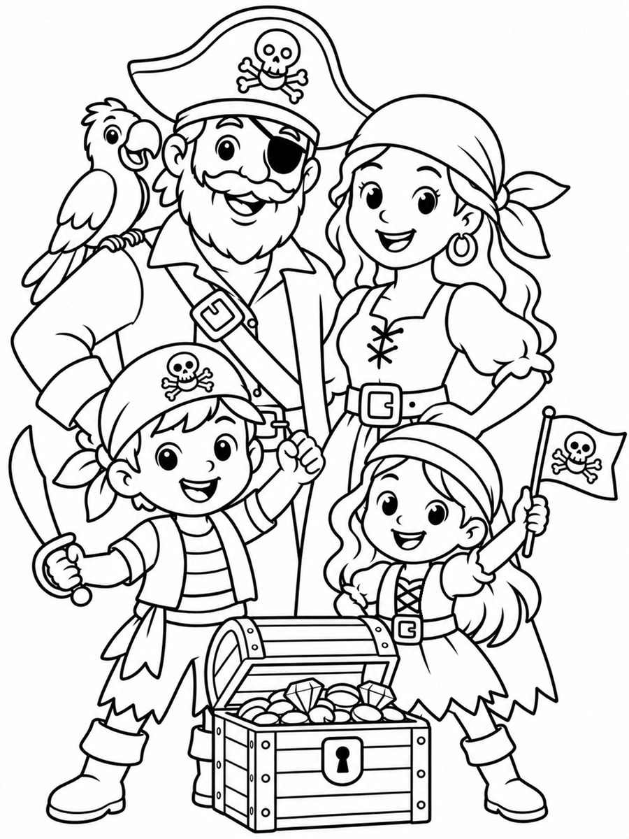 Coloriage famille pirate