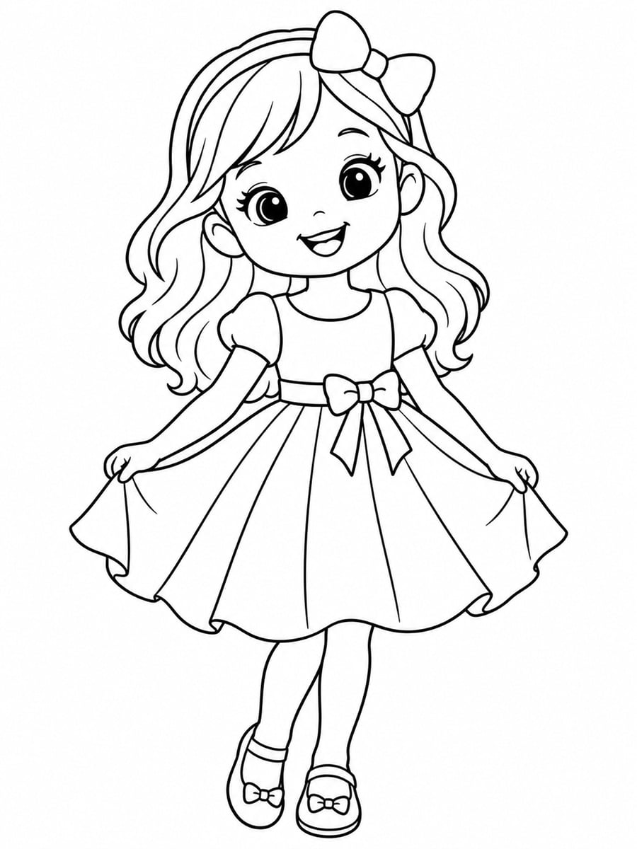 Coloriage fille en robe