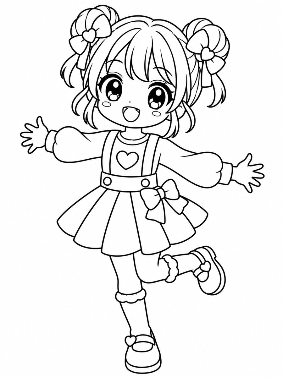 Coloriage fille kawaii manga