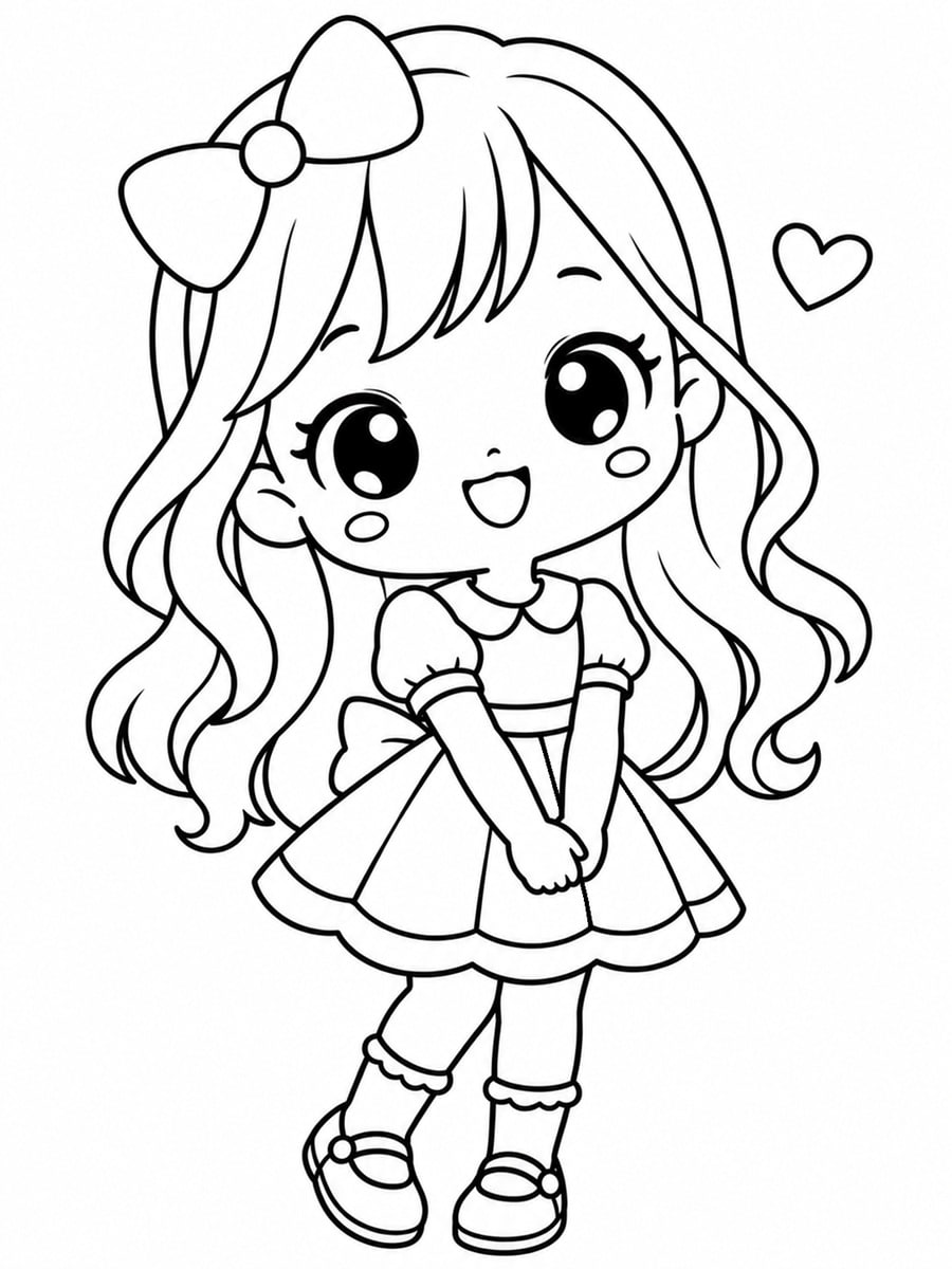 Coloriage fille kawaii