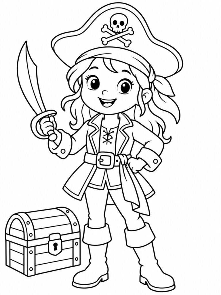 Pirate fille Coloriage pirate fille