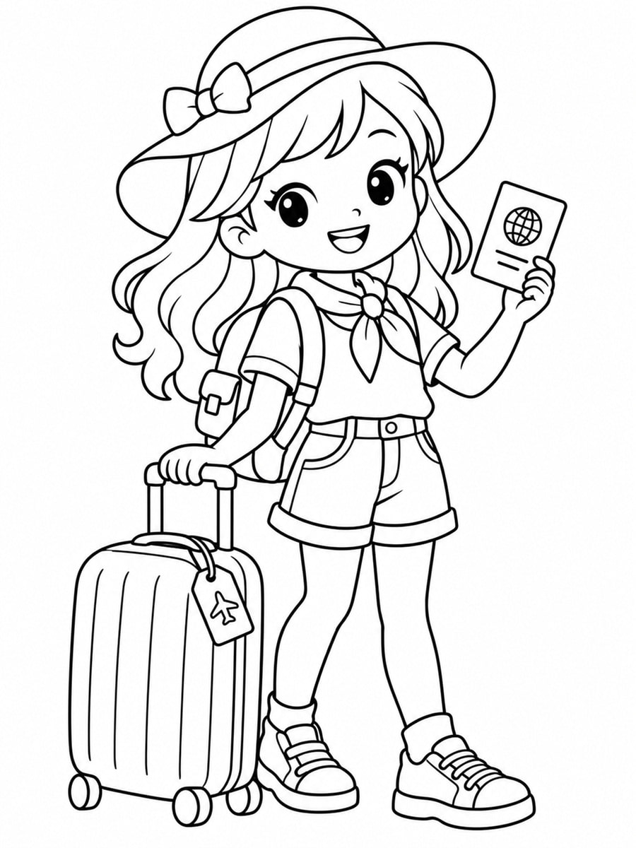 Coloriage voyage fille