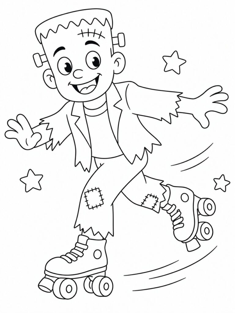 Frankenstein en roller Coloriage Frankenstein en roller