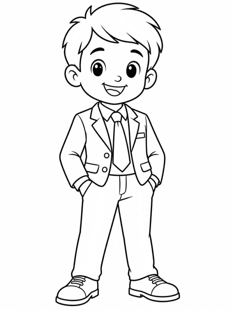 Garçon en costume Coloriage garçon en costume cravate