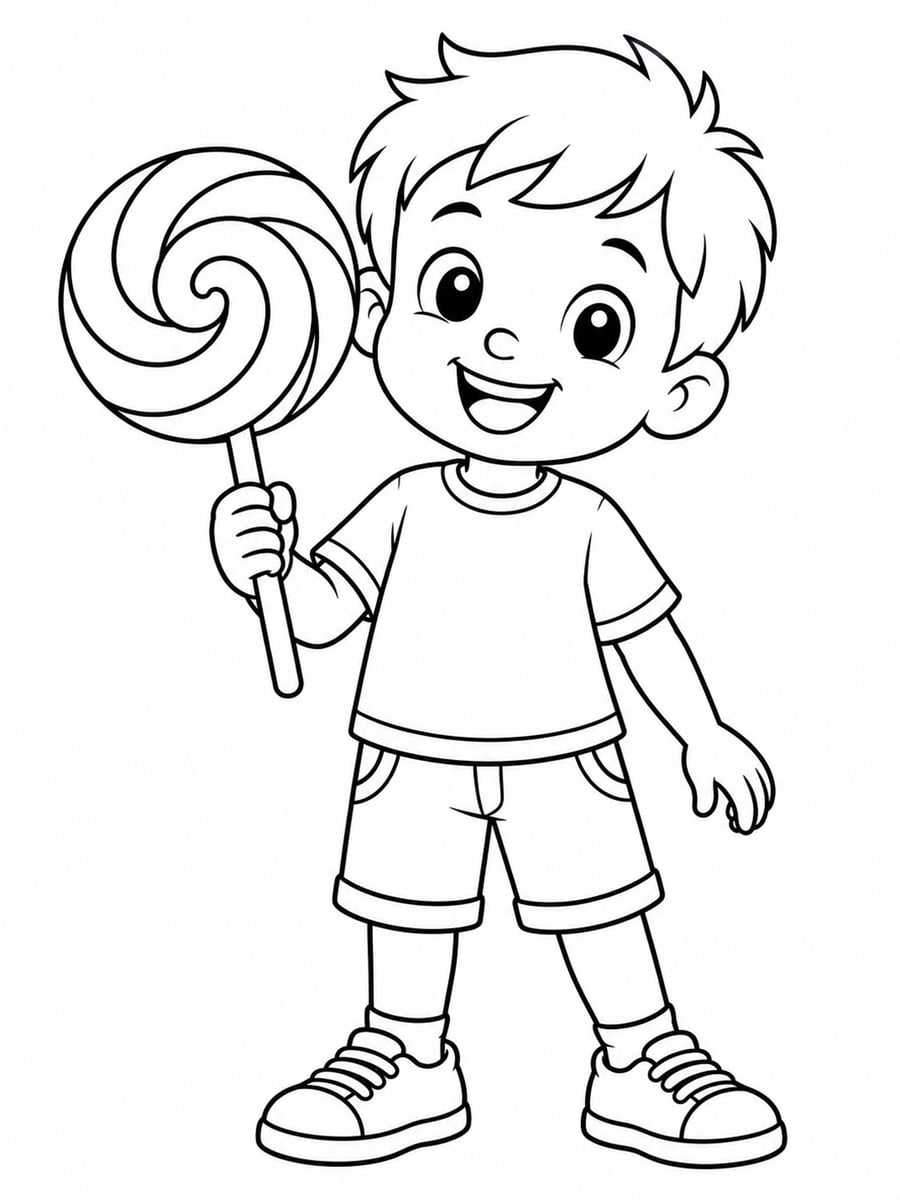 Coloriage garçon sucette
