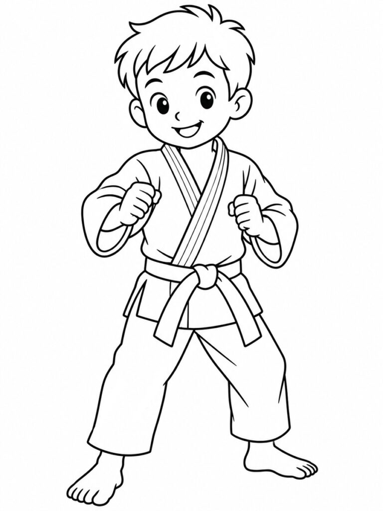 Coloriage garçon judo
