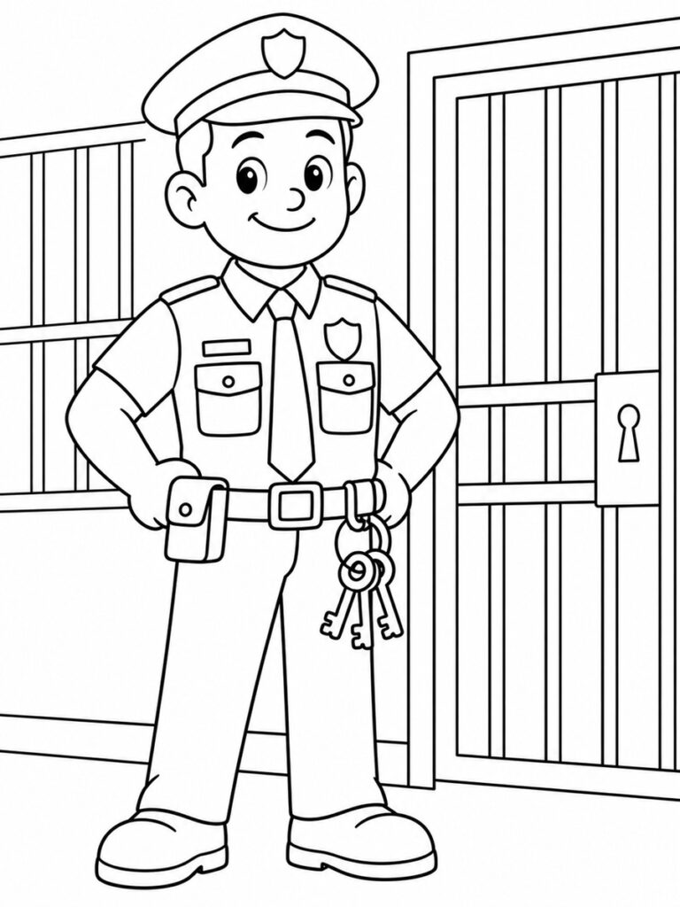 Coloriage gardien de prison