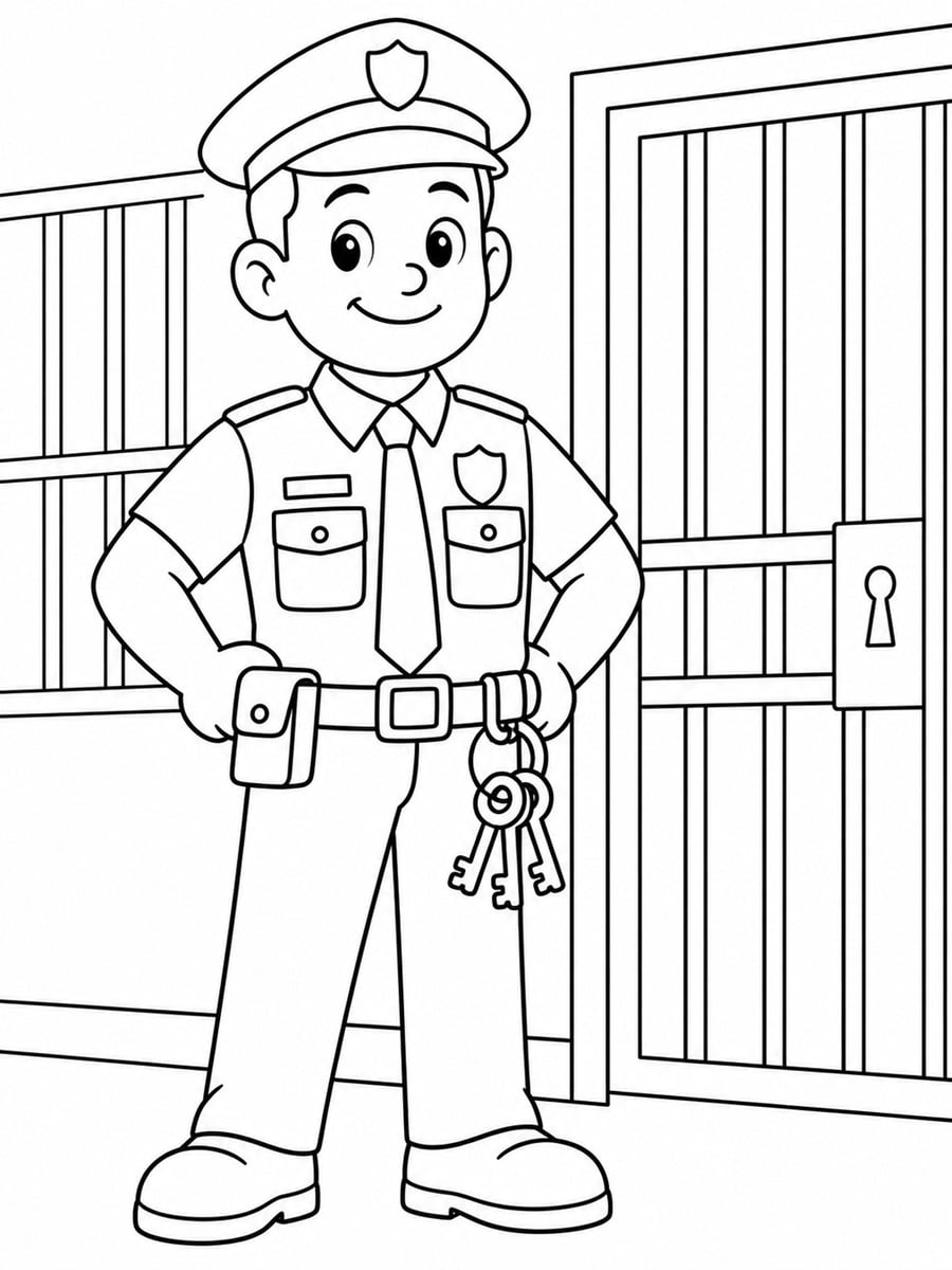 Coloriage gardien de prison
