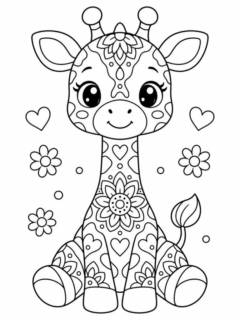 Girafe mandala kawaii coloriage girafe mandala kawaii
