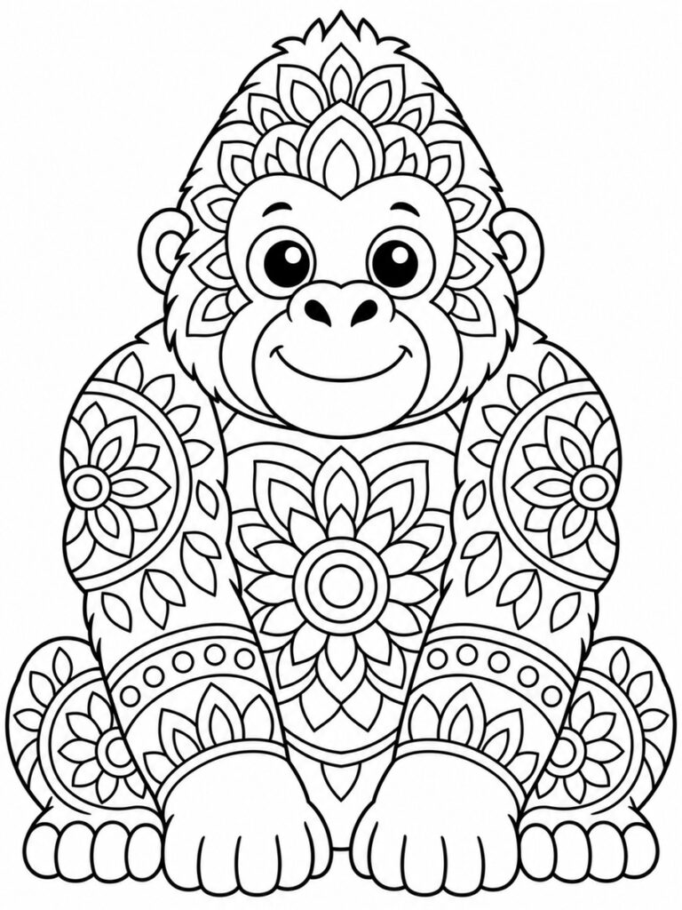Coloriage gorille mandala