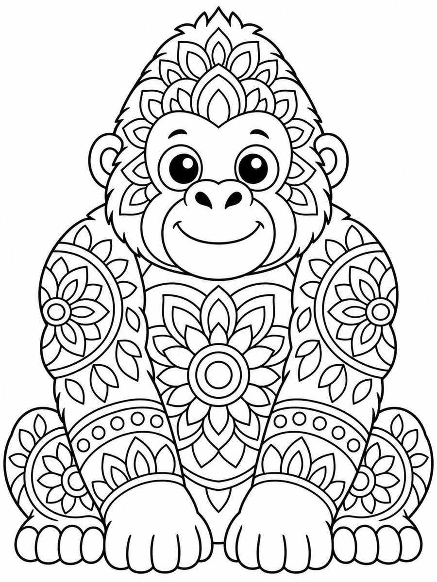 Coloriage gorille mandala
