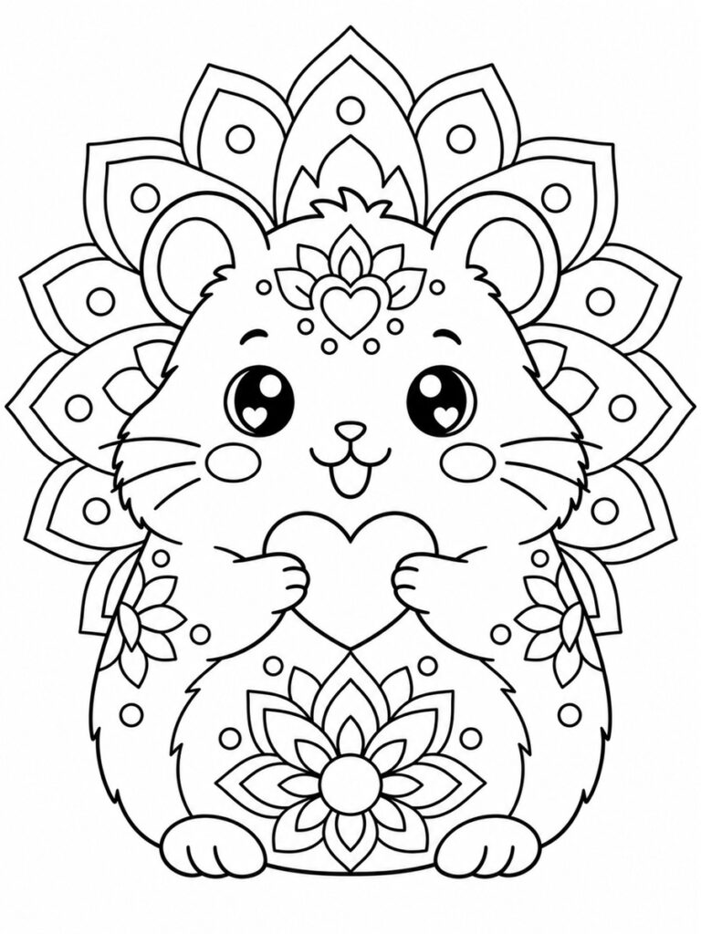 coloriage mandala animaux kawaii