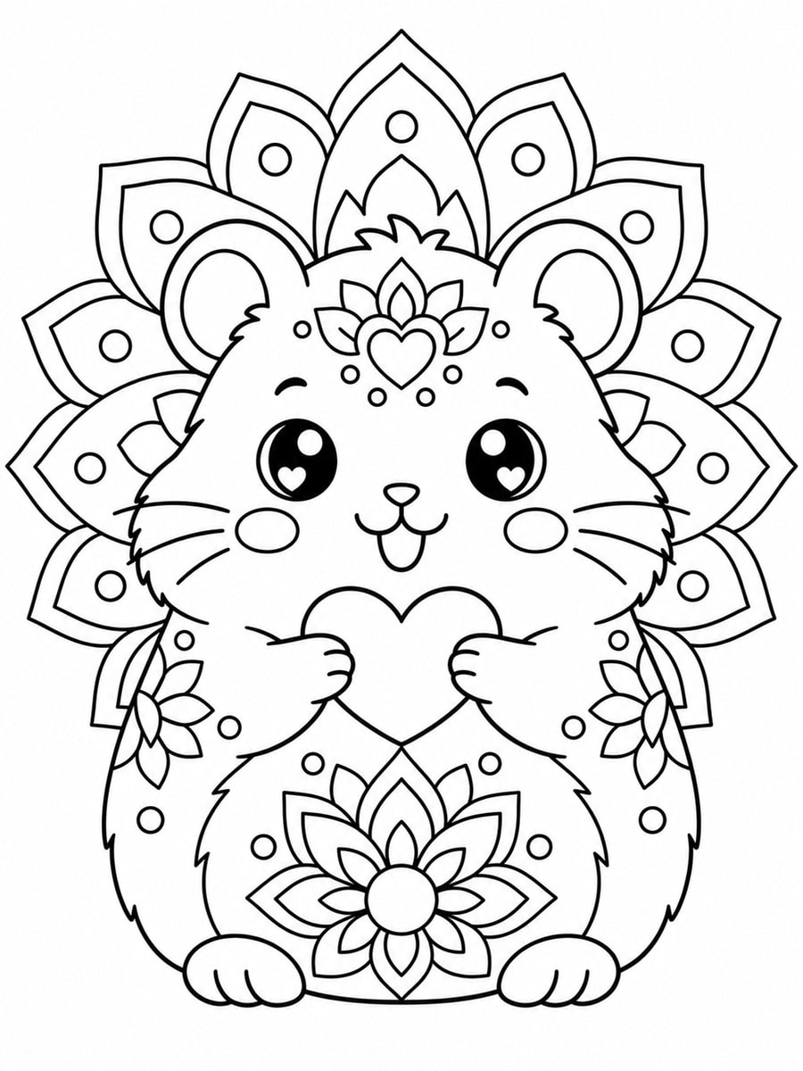 coloriage mandala animaux kawaii
