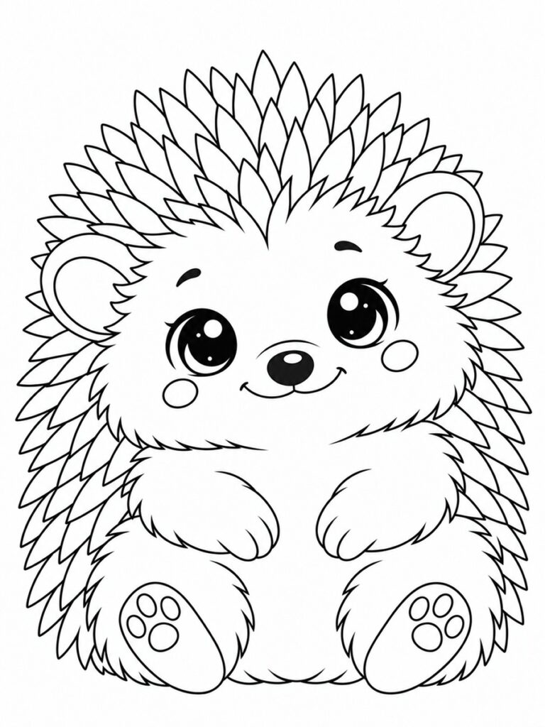Coloriage hérisson kawaii