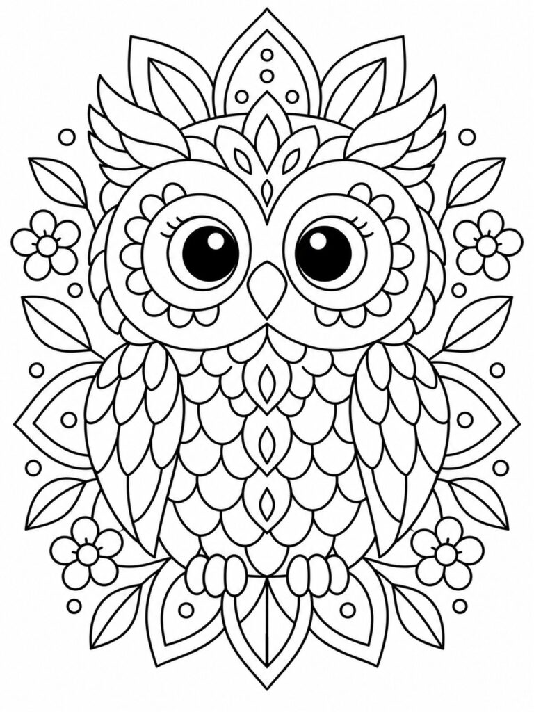 Hibou mandala Coloriage hibou mandala