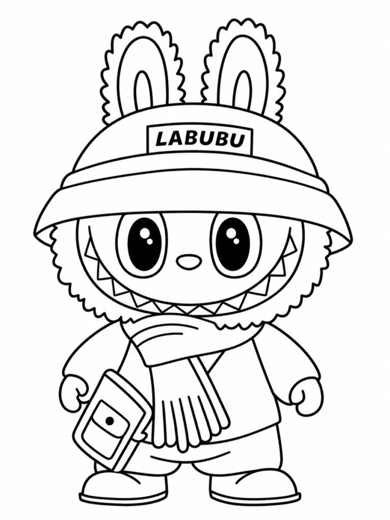 Labubu hiver Coloriage Labubu hiver