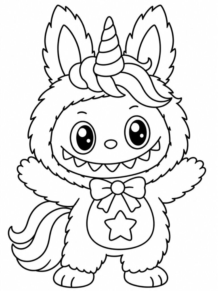 Labubu licorne Coloriage Labubu licorne
