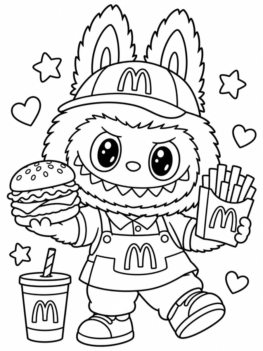 Coloriage Labubu MacDonald