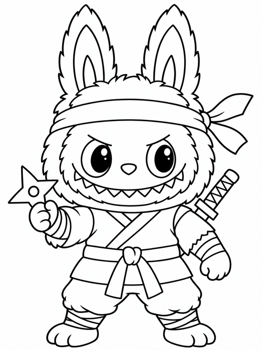 Coloriage Labubu ninja