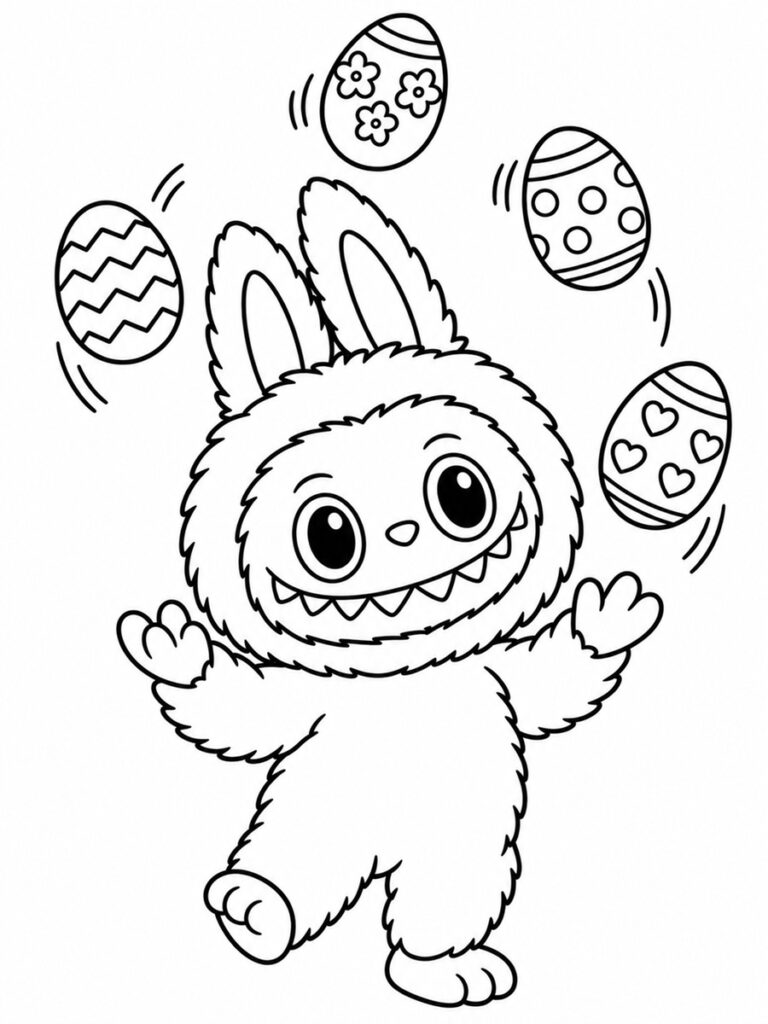 Coloriage Labubu de Pâques