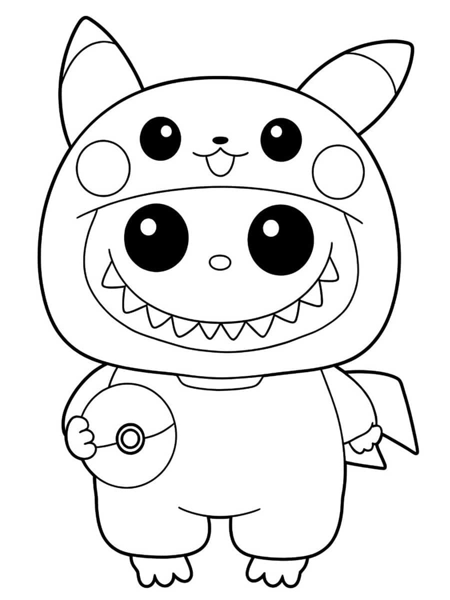 Coloriage Labubu Pikachu