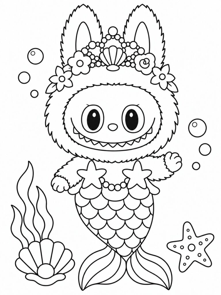 Labubu sirène Coloriage Labubu sirène