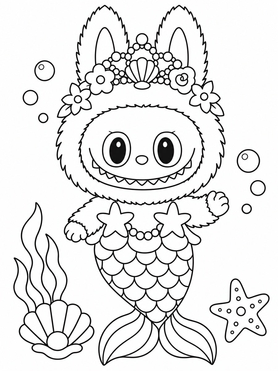 Coloriage Labubu sirène