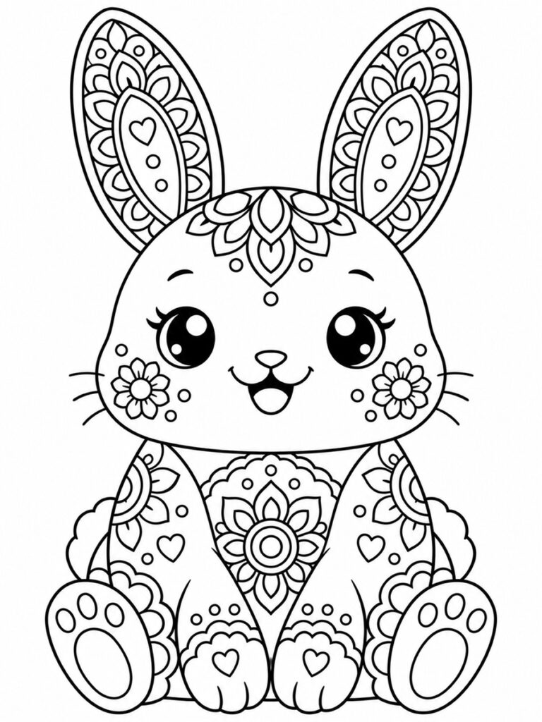 Lapin mandala kawaii coloriage lapin mandala kawaii